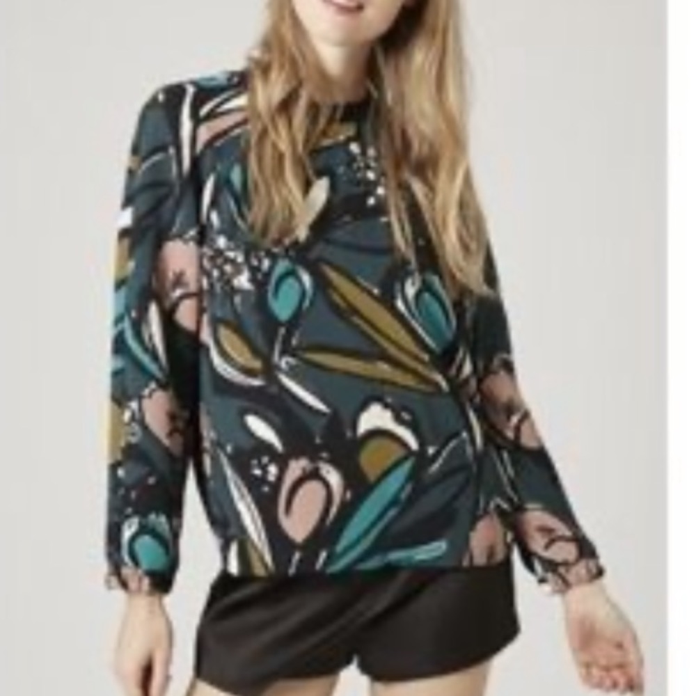 Topshop Flower Sketch Top - Picture 2 of 2